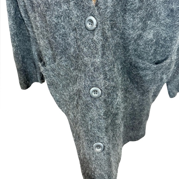 Eileen Fisher Mohair Plush Melange V-neck Button Down Boyfriend Cardigan Sweater - Picture 4 of 9